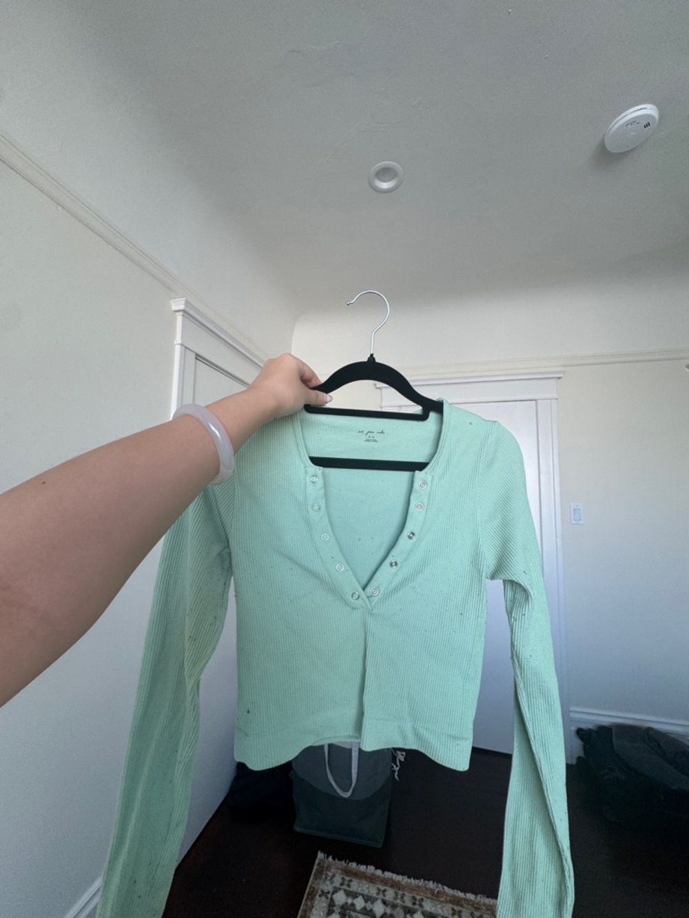 Urban Outfitters Ribbed V-Neck Long Sleeve Top